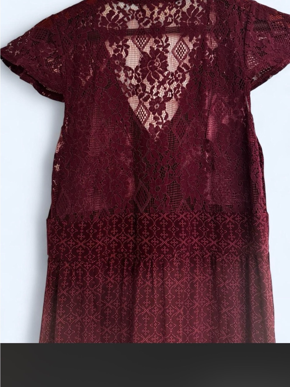 Jolt Burgundy Lace V-Neck Tunic